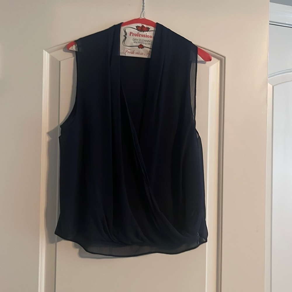 short sleeve sheer V neck top